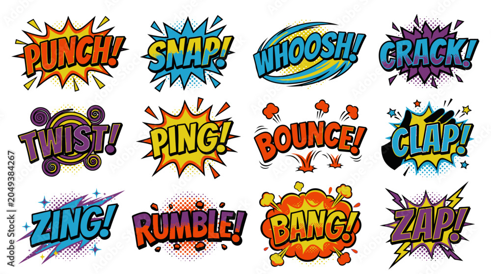 Fototapeta premium Comic book action sound effect speech bubbles collection.