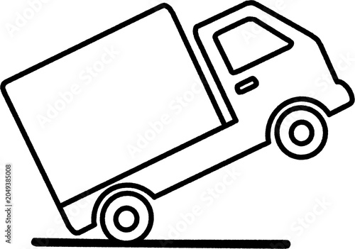 Canvas Print Outline Cargo Delivery Truck Icon Line Art for Moving and Shipping