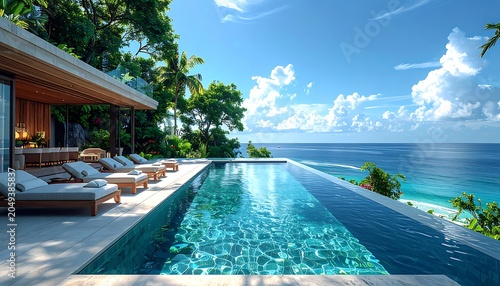A serene infinity pool overlooking a vibrant blue ocean (4)