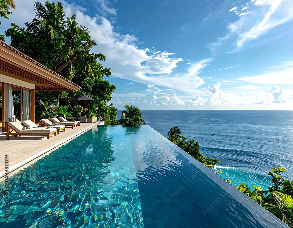 Fototapeta premium A serene infinity pool overlooking the ocean (119)