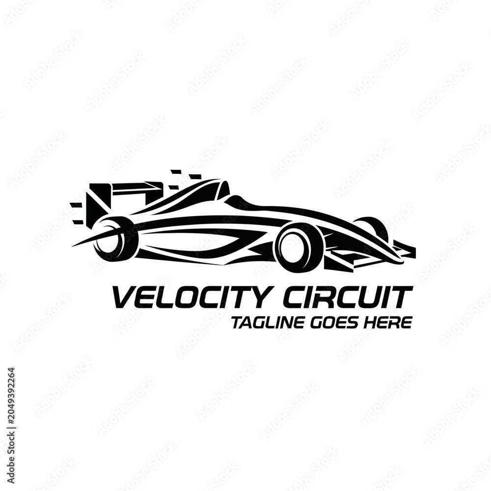 Obraz premium Drive your brand forward with this sleek racing car silhouette, conveying high speed and engineering excellence for automotive shops, racing events, and performance parts.