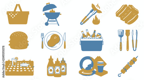 Foto Picnic food and drink items.