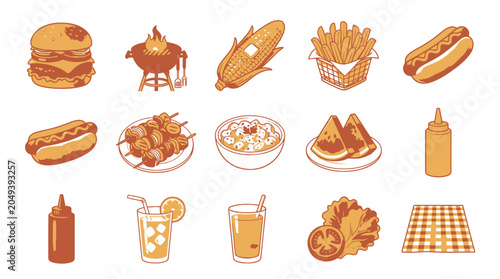 Tableau sur toile Variety of fast food items.