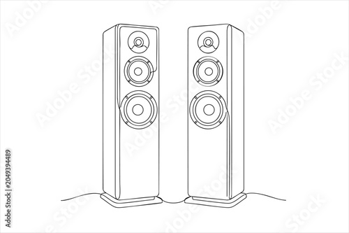 Slika na platnu Pair of floor standing high fidelity audio speakers for home theater music syste