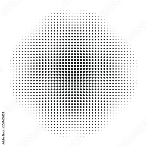 circular dotted vignette vector design, minimalist geometric screen print effect