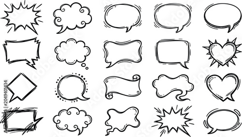 Hand drawn speech bubble collection for dialogue comics and creative projects
