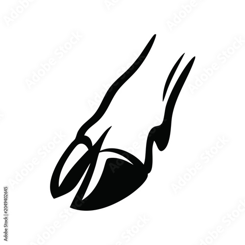 Goat hooves vector illustration. Animal feet print graphic element. Minimalist black ink style goat hooves isolated on transparent background