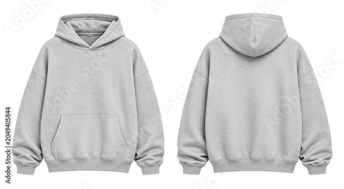 Foto A mockup template of a blank dark gray oversized pullover sweatshirt shown from both the front and back views