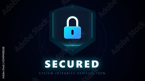 Secured Digital System Integrity Verified Motion Graphics Animation