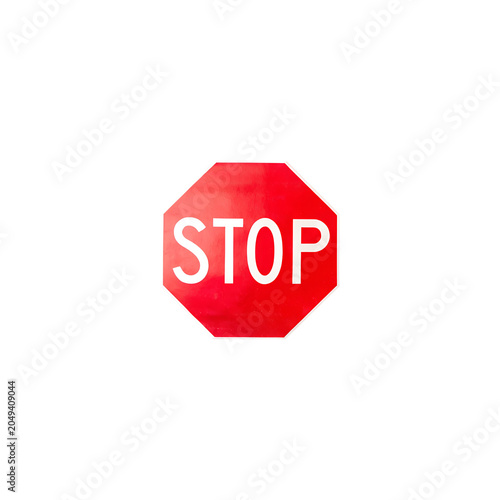 Red Stop Road Sign Isolated on White Background