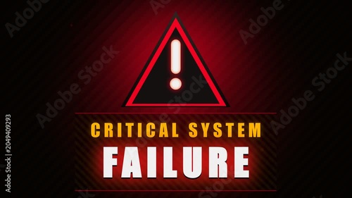 Critical System Failure Alert Warning Sign Animation on Dark Background