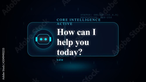 AI Chatbot Interface Displaying How Can I Help You Today Text on Digital Tech Background