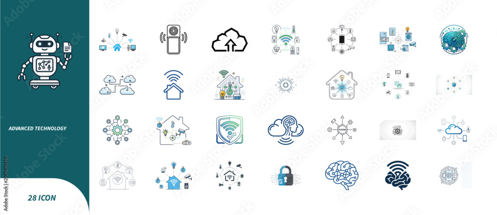 Fototapeta premium Smart Home and Artificial Intelligence Icon Set