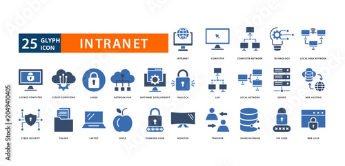 Obraz na płótnie intranet icon set with intranet, computer, computer network, technology, local a