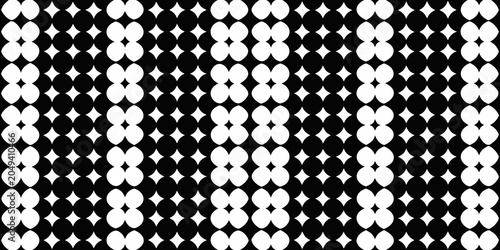 Fotografie Black And White Cloverleaf Pattern Repeating Geometric Design