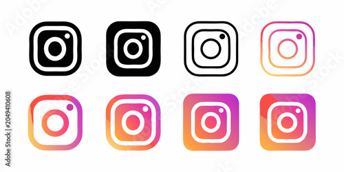 Instagram Icon Variations Flat Vector Graphics On White Background