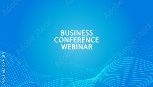 Business conference template for webinar banner background with copy space. Blue corporate template for online seminar meeting, presentation slide, event announcement, and digital marketing header 