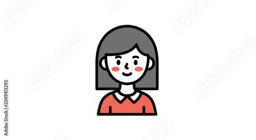 Tableau sur toile Friendly female avatar with grey hair and rosy cheeks