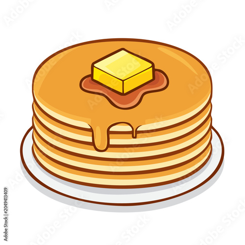 Stack of Pancakes with Butter and Syrup