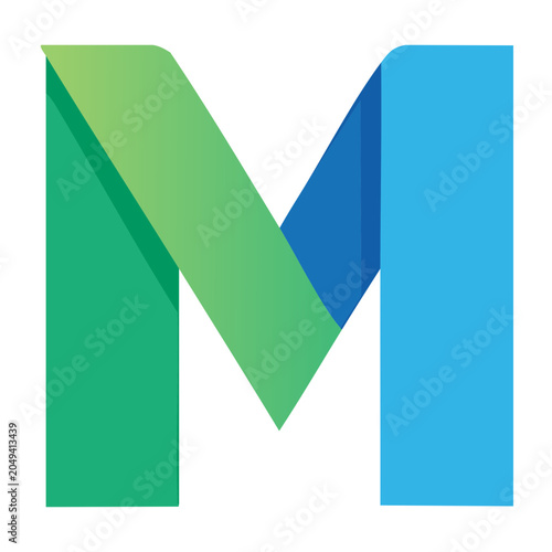 Stylized Letter M with Green and Blue Gradient