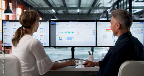 Принти на полотні Two Professionals Discuss ERP Software Integration