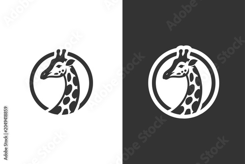 Photography A minimalist logo featuring a giraffes head silhouette