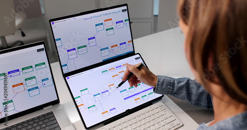 Εκτύπωση καμβά Mature Businesswoman Uses Automation Tools On Laptop