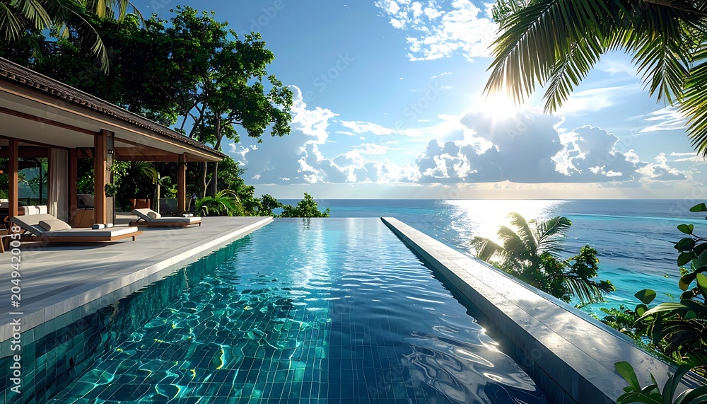 Obraz premium A serene infinity pool overlooking ocean (39)