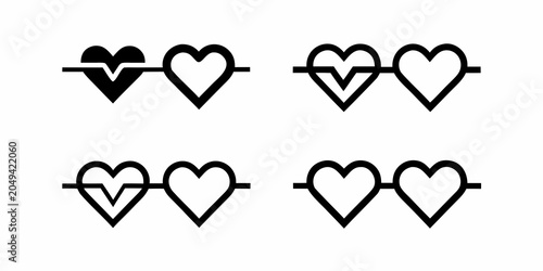 Foto Heart Icons With Lines Black And White Vector Illustration