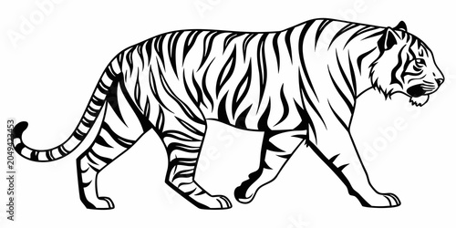 Foto Stenciled tiger illustration isolated with predator silhouette isolated illustra