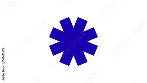 A minimalist dark blue asterisk or starburst icon consisting of eight thick, flat-ended bars intersecting at a central point