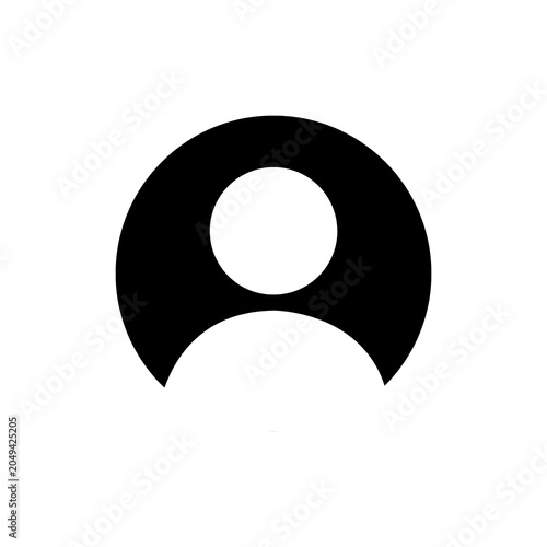 A simple, flat black vector icon depicting a single user profile or account avatar on a clean white background.