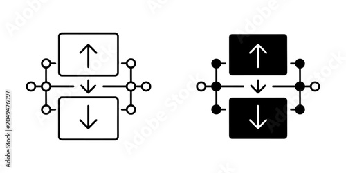 Tableau sur toile Vertical bidirectional data exchange icon set with exchange transfer vertical