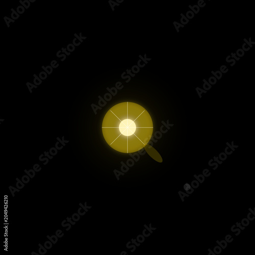 Glowing Magnifying Glass on Dark Background with Radial Lines