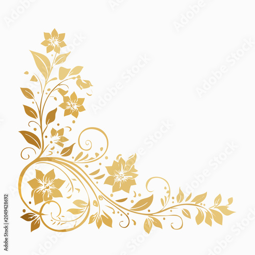 Golden Floral Swirl Corner Design