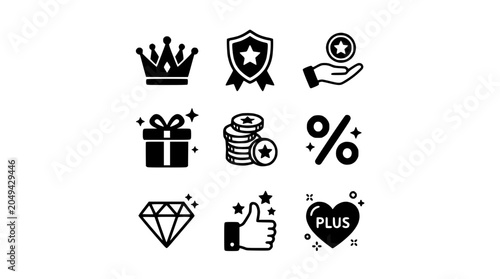 Icons representing Insurance Services in black on white background