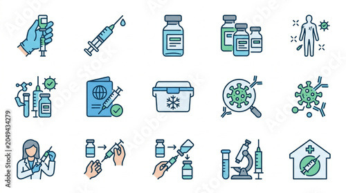 Canvas Print Medical Icons Representing Vaccination and Healthcare Concepts.