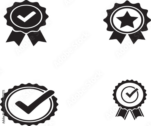setAward Badge and Quality Seal Verification Icons Vector Collection