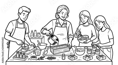Family Making Soap Together, Small Business Crafting Homemade Soap, Entrepreneurship