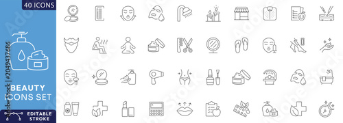 Foto Beauty line editable icon set