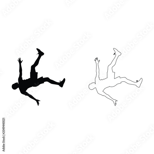 Quadro em tela Falling Man Silhouette and Dotted Outline.