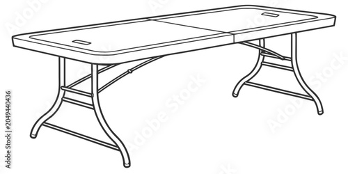 Foto Line art illustration of long rectangular plastic folding table for events parti
