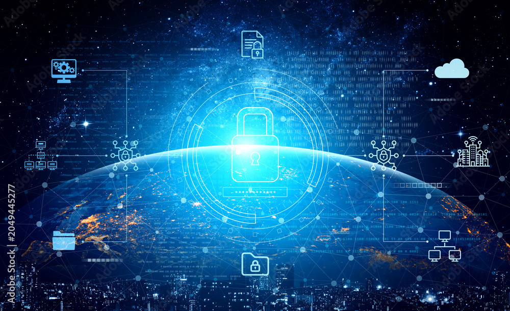 Fototapeta premium Cyber security protects against breaches, hacks, and network attacks using strong infrastructure and proactive digital defense strategies. Vouch