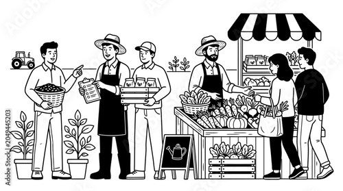 Farmers Market Scene: Small Business Owners Selling Produce to Customers