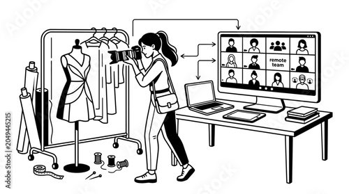 Fashion Designer Films Online Presentation for Remote Team on MSME Day