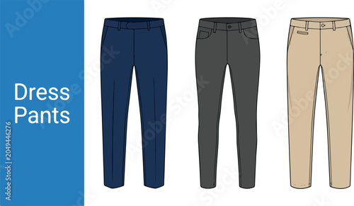 Quadro su tela Three pairs of dress pants on display for fashion