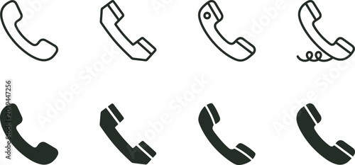 Foto Collection of simple telephone handset for communication and connectivity ui cal