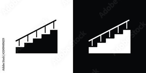 Obraz na płótnie Stairs icon clipart in black and white, best for apps and web