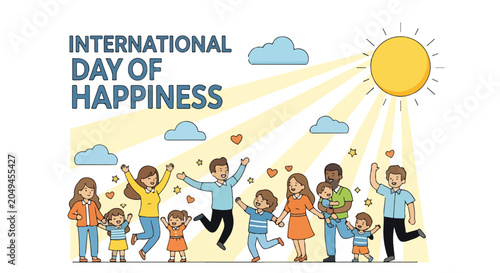 Bild auf Leinwand A diverse group of people celebrating International Day of Happiness