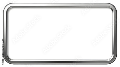 Silver metal frame with rounded corners isolated on transparent background transparent background